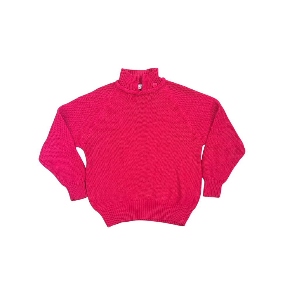 Vintage Honors Pink Ramie Cotton Knit Mock Neck Sweater Size M